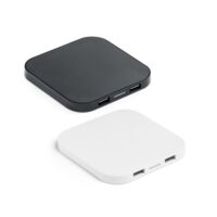 CAROLINE. Chargeur sans fil 15W superfast avec HUB 2 ports USB-A en ABS recyclé (100 % rABS)