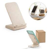 ENGLERT. Support pour smartphone avec chargeur sans fil rapide 10W en ABS recyclé (100 % rABS) et fibre de paille de blé