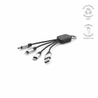 Câble de charge Sagan, 4-en-1 rTPR, logo lumineux et boucle