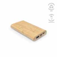 Batterie externe Pythagoras bambou, 15W, 10000mAh